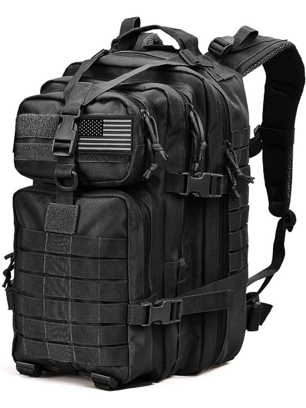 Large Military Tactical Backpack 45L | Black 3-Day Molle Bug Out Rucksack